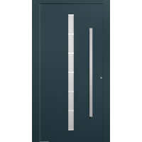 Modern metal front door with large handle